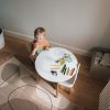 White kids chair with oak legs
